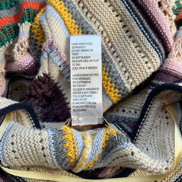 DEMOCRACY SMALL MEDIUM BOHO PONCHO STRIPED - Picture 6 of 8